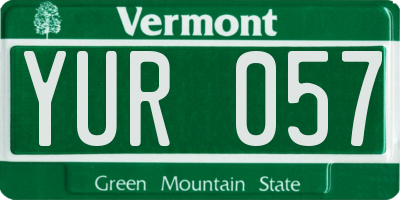 VT license plate YUR057