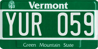 VT license plate YUR059