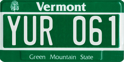 VT license plate YUR061