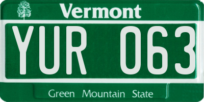 VT license plate YUR063