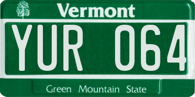 VT license plate YUR064