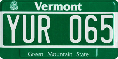 VT license plate YUR065