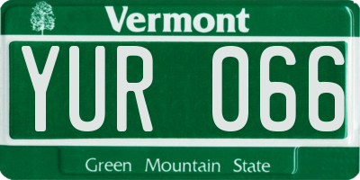 VT license plate YUR066