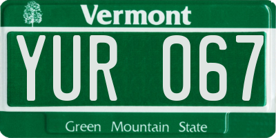 VT license plate YUR067