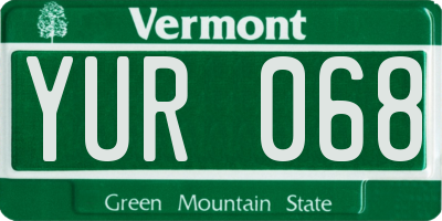 VT license plate YUR068