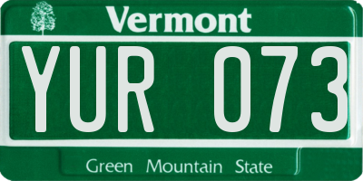 VT license plate YUR073