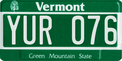 VT license plate YUR076