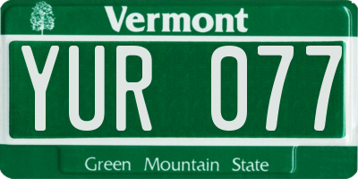 VT license plate YUR077