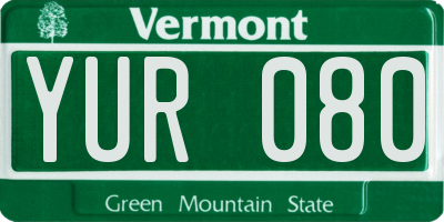 VT license plate YUR080