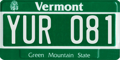 VT license plate YUR081