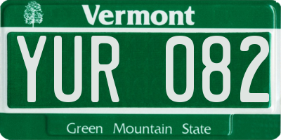 VT license plate YUR082