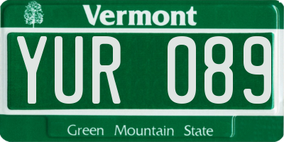 VT license plate YUR089