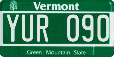 VT license plate YUR090