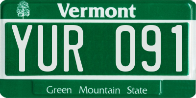 VT license plate YUR091
