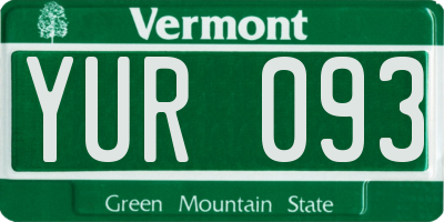VT license plate YUR093