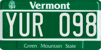 VT license plate YUR098