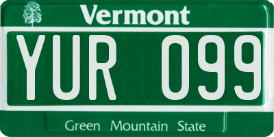 VT license plate YUR099