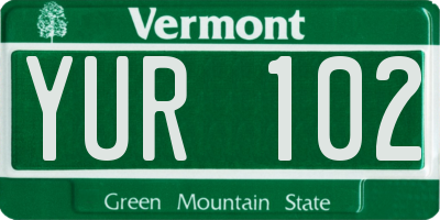VT license plate YUR102