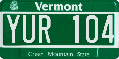 VT license plate YUR104
