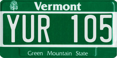VT license plate YUR105