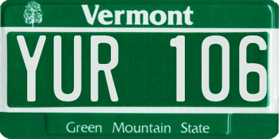 VT license plate YUR106