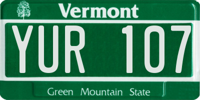 VT license plate YUR107