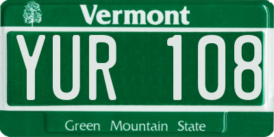 VT license plate YUR108