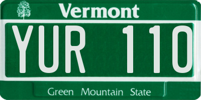 VT license plate YUR110