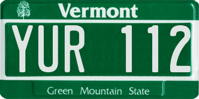 VT license plate YUR112
