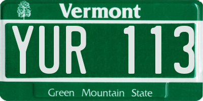 VT license plate YUR113