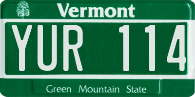 VT license plate YUR114