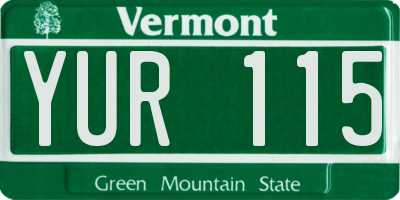 VT license plate YUR115