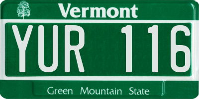 VT license plate YUR116