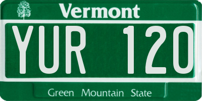 VT license plate YUR120