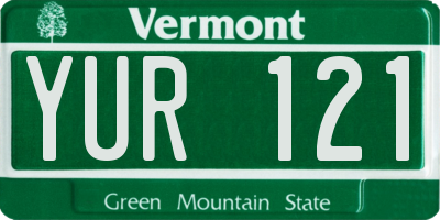 VT license plate YUR121