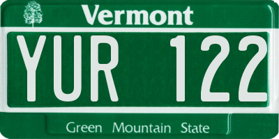 VT license plate YUR122