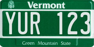 VT license plate YUR123