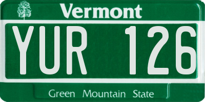 VT license plate YUR126