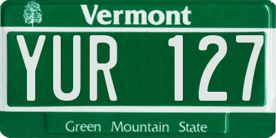 VT license plate YUR127