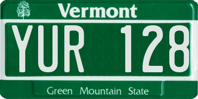 VT license plate YUR128