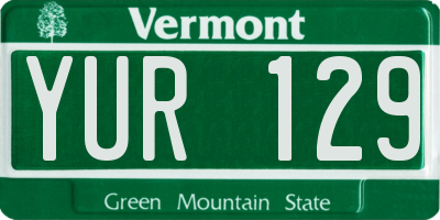VT license plate YUR129