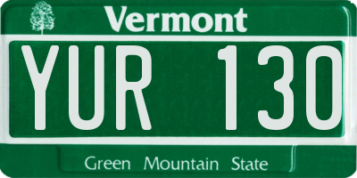 VT license plate YUR130