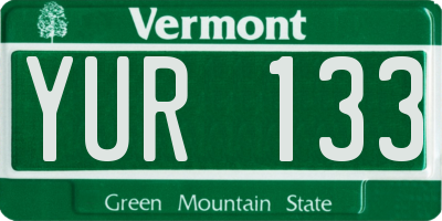 VT license plate YUR133