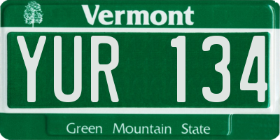 VT license plate YUR134