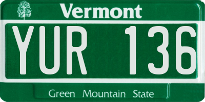 VT license plate YUR136