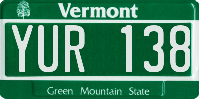 VT license plate YUR138