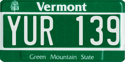 VT license plate YUR139