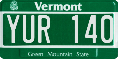 VT license plate YUR140