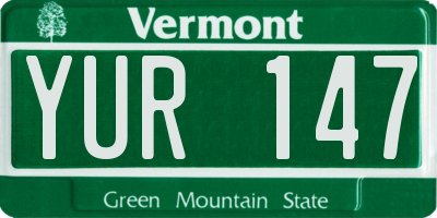 VT license plate YUR147