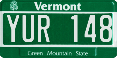 VT license plate YUR148